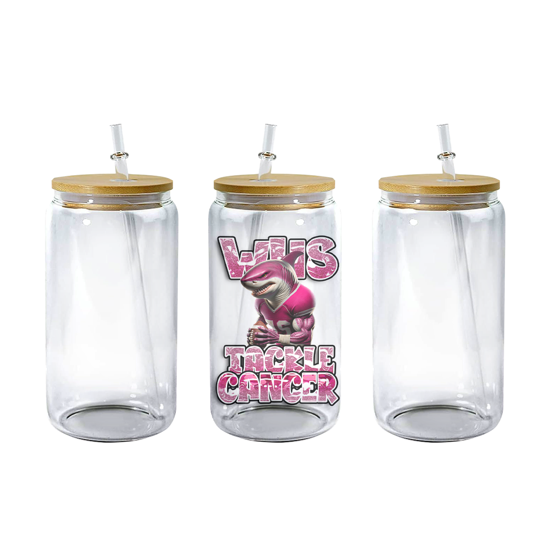 PinkOut Tackle Cancer Drinking Glass