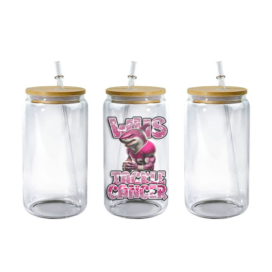 PinkOut Tackle Cancer Drinking Glass