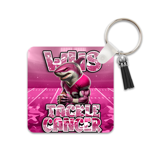 PinkOut Tackle Cancer Square Keychain