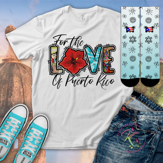 Puerto Rico Inspired-For the LOVE of Puerto Rico Center Print T-Shirt