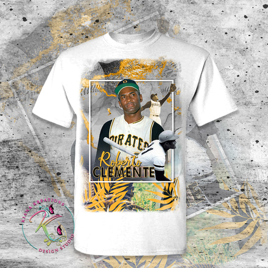 Puerto Rico Inspired-Roberto Clemente Center Print T-Shirt