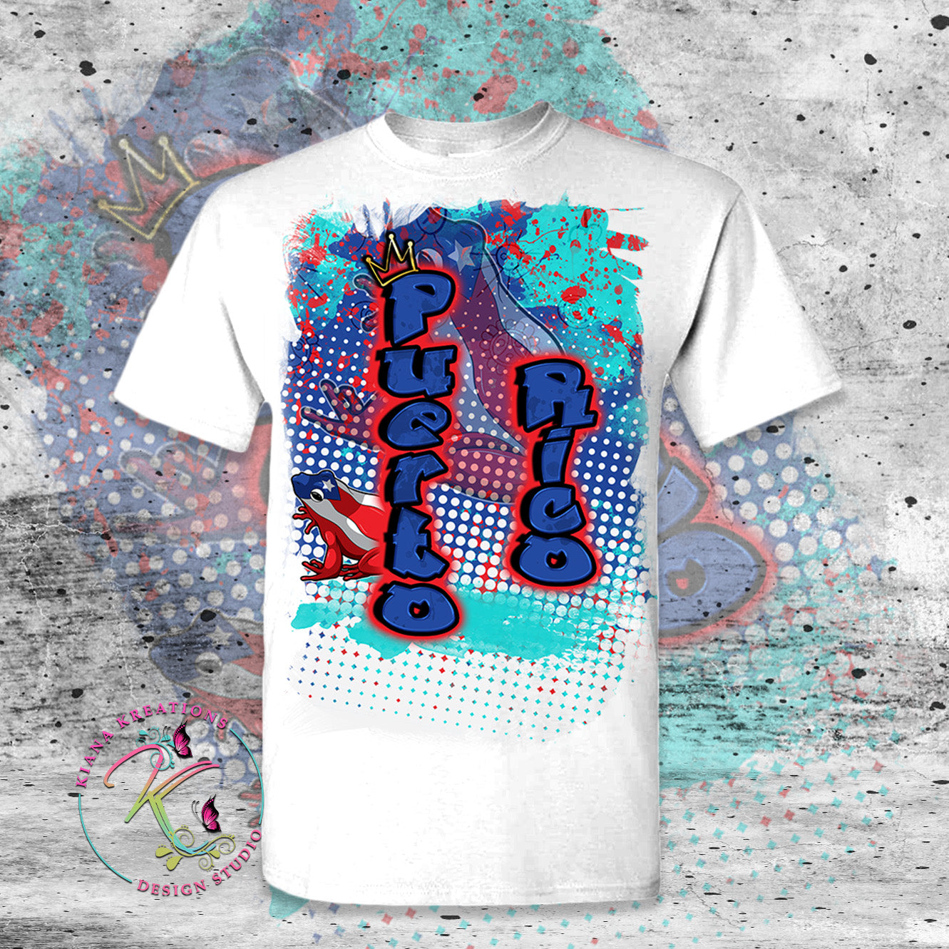 Puerto Rico Inspired-Puerto Rico Retro Center Print T-Shirt