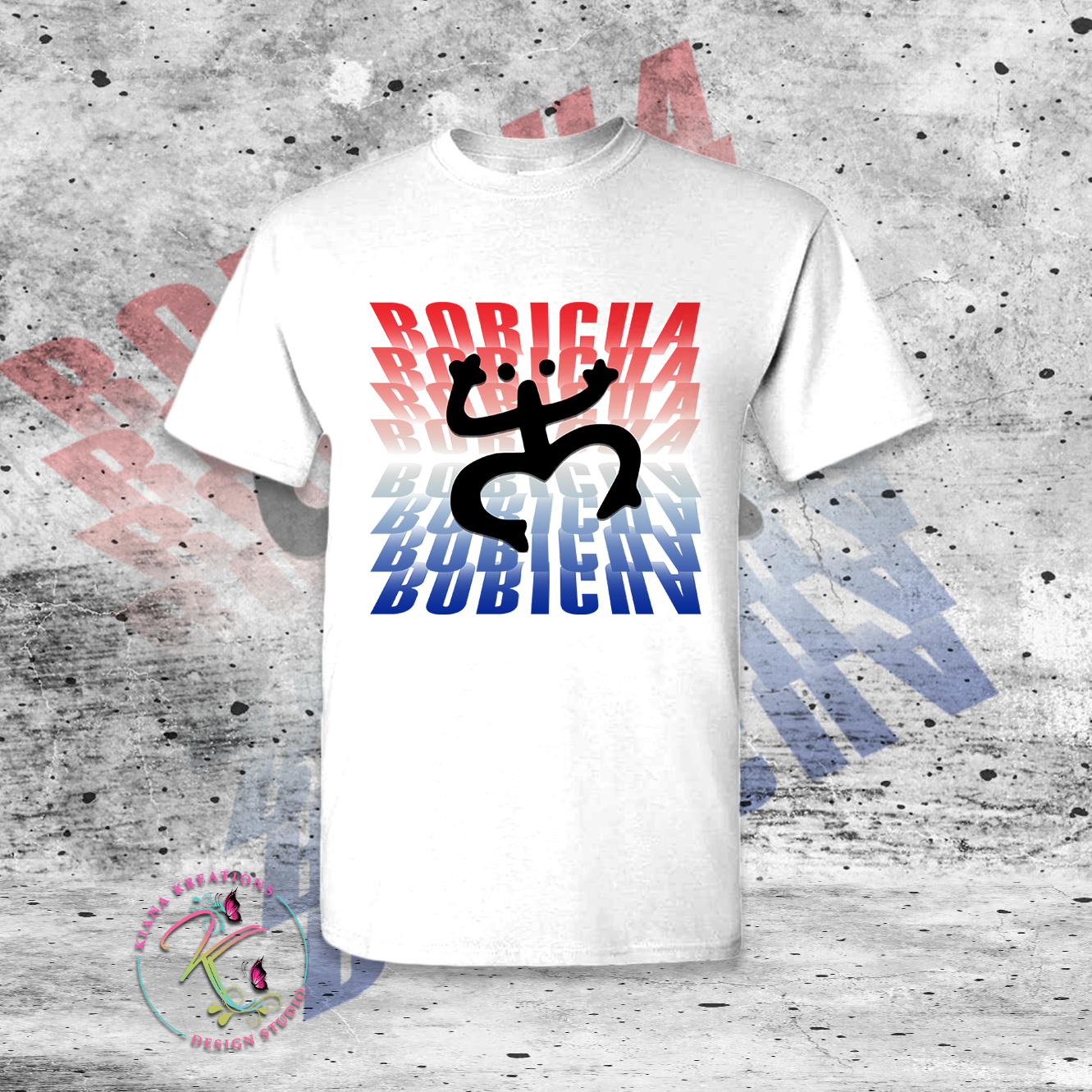 Puerto Rico Inspired-Boricua Center Print T-Shirt