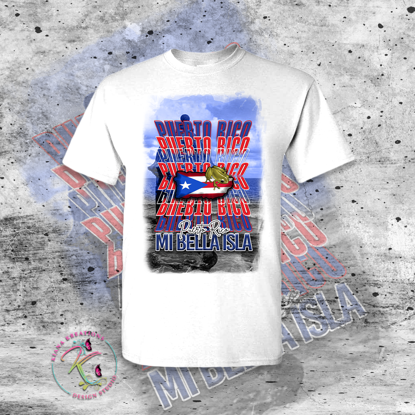 Puerto Rico Inspired-Mi Bella Isla Center Print T-Shirt