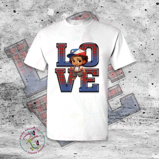 Puerto Rico Inspired-LOVE PR Chibi Boy Center Print T-Shirt