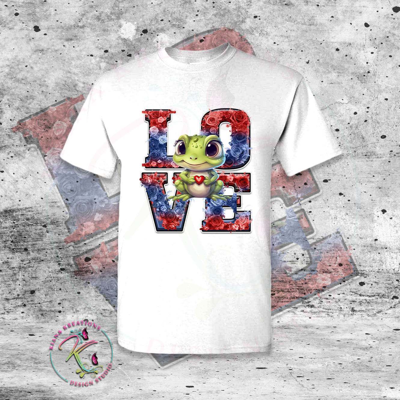 Puerto Rico Inspired-LOVE PR Chibi Frog Center Print T-Shirt