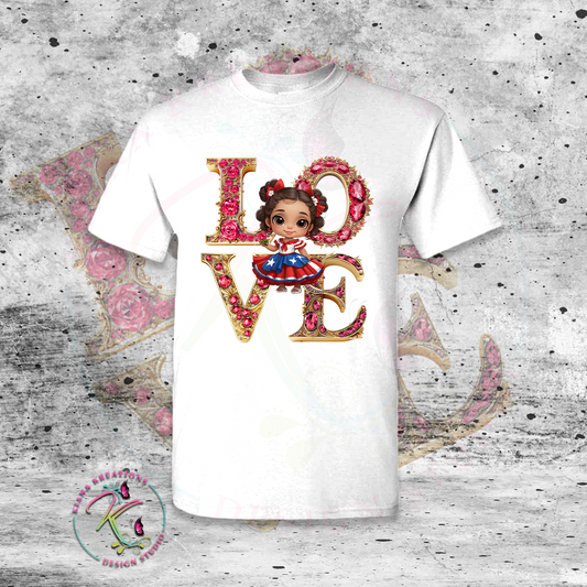 Puerto Rico Inspired-LOVE PR Chibi Girl 2 Center Print T-Shirt