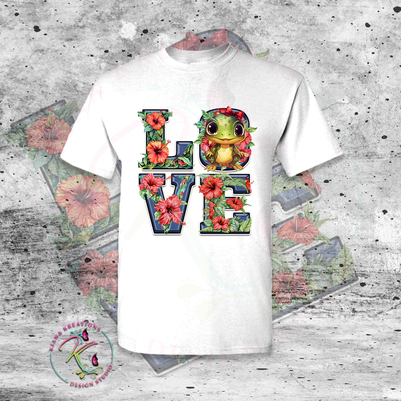 Puerto Rico Inspired-LOVE PR Chibi Girl Frog Center Print T-Shirt