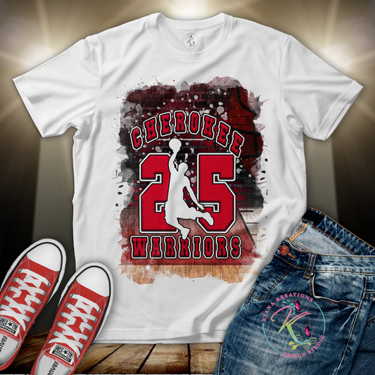 CHS- Cherokee "25" Warriors Basketball Center Print Shirt