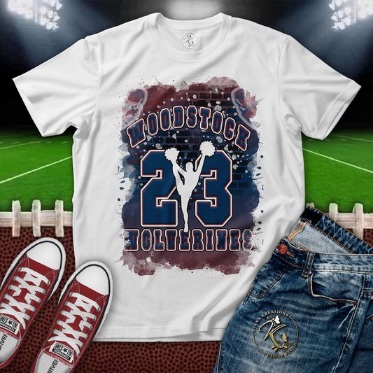 WHS- Woodstock "25" Wolverines Cheer Center Print Shirt