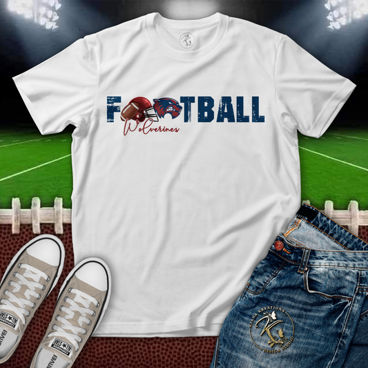 WHS- "FOOTBALL" Wolverines Center Print Shirt