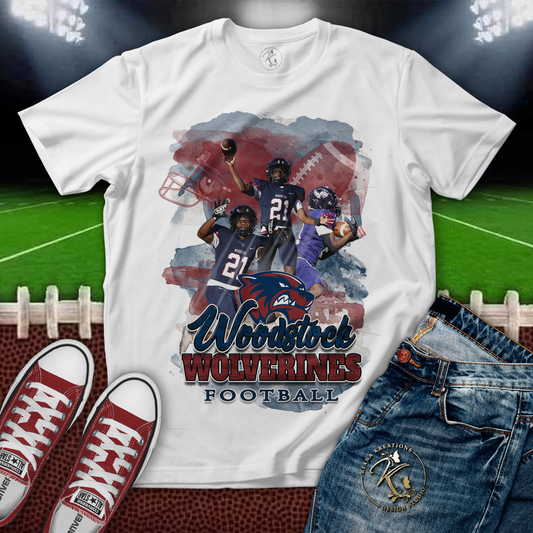 WHS- Woodstock Wolverines Football Center Print Shirt